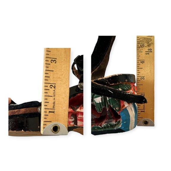 Vintage Filipino Hand Painted Wooden Wedge Sandals – 1940s bakya-inspired sandal - Picture 12 of 14